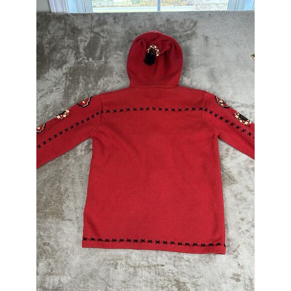 Story Book Knits Full Zip Red Beaded Sunflower Sweater Hooded Women’s Small RARE - Picture 9 of 12